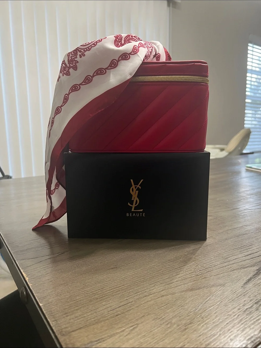 YSL Red Quilted Vanity Case